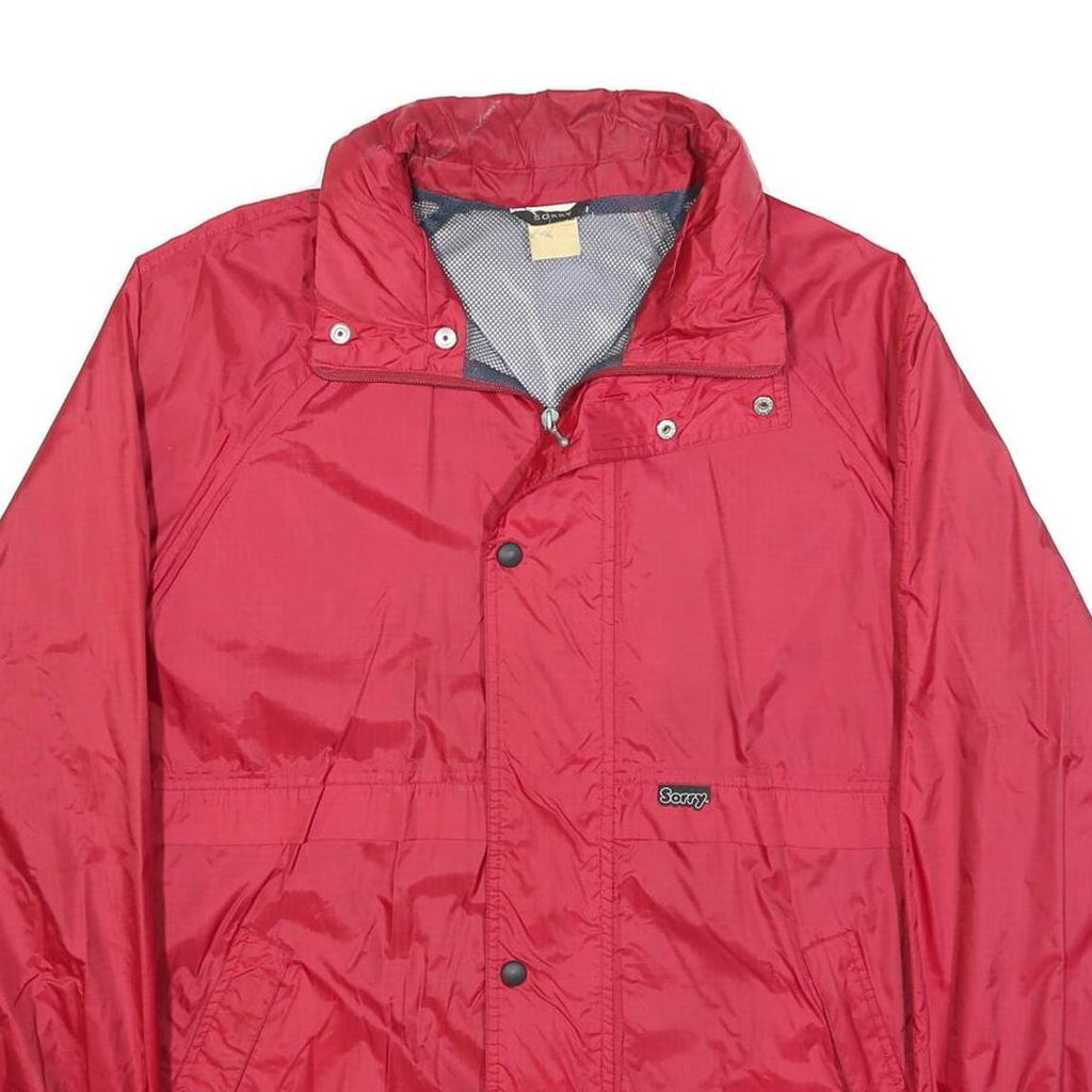 SORRY Mens Red Jacket L Polyester Blend Plain Zip Casual Lightweight