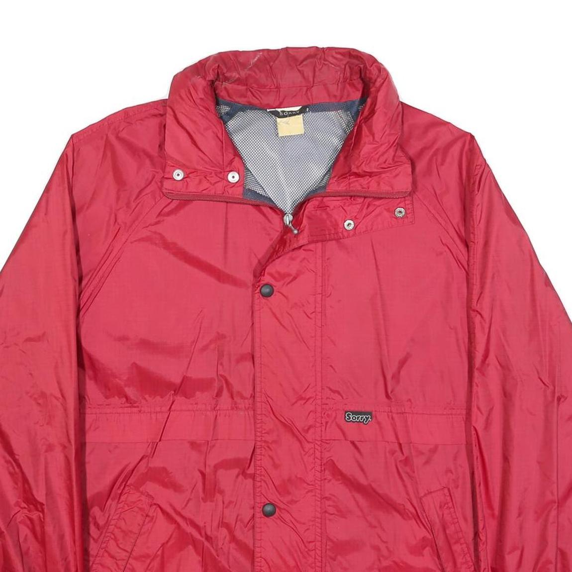 SORRY Mens Red Jacket L Polyester Blend Plain Zip Casual Lightweight