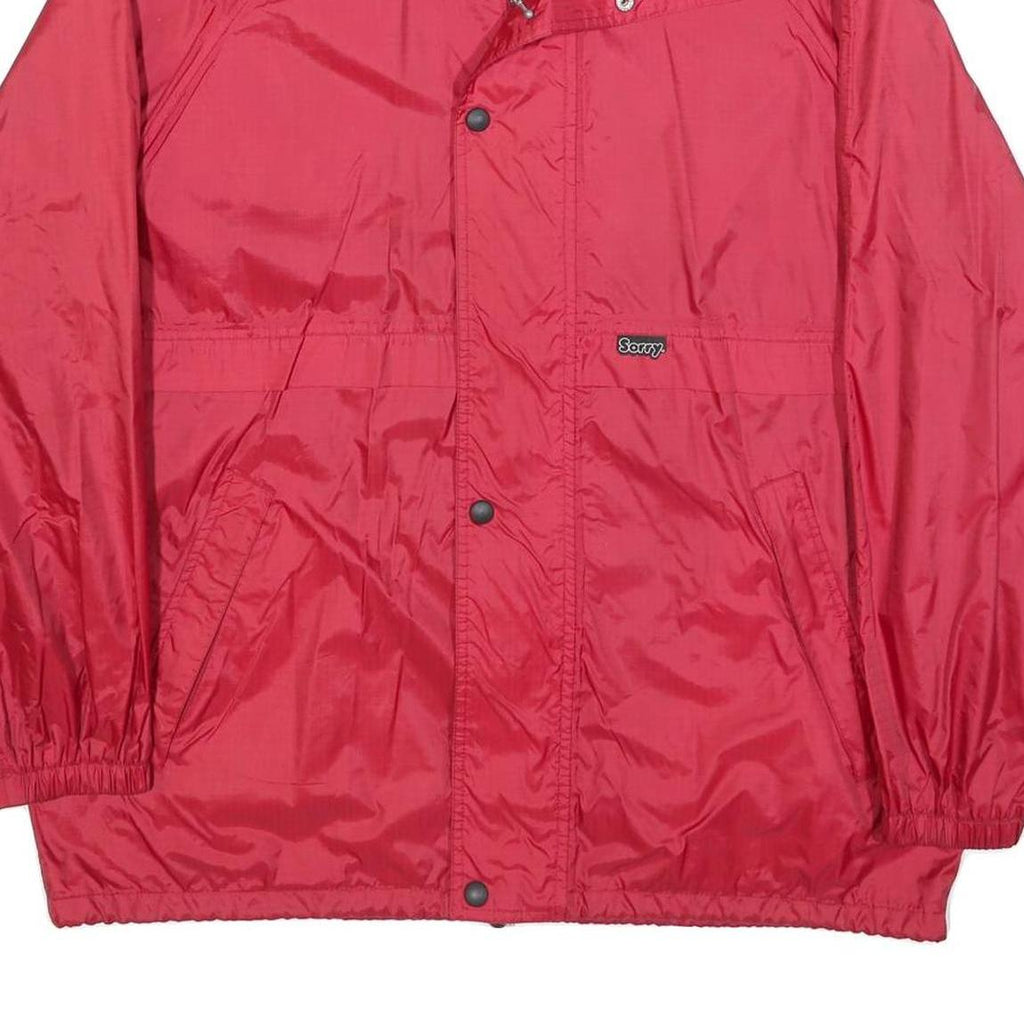 SORRY Mens Red Jacket L Polyester Blend Plain Zip Casual Lightweight