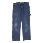 DICKIES Womens Regular Fit Blue Denim Straight Jeans W34 L28 Workwear Zip