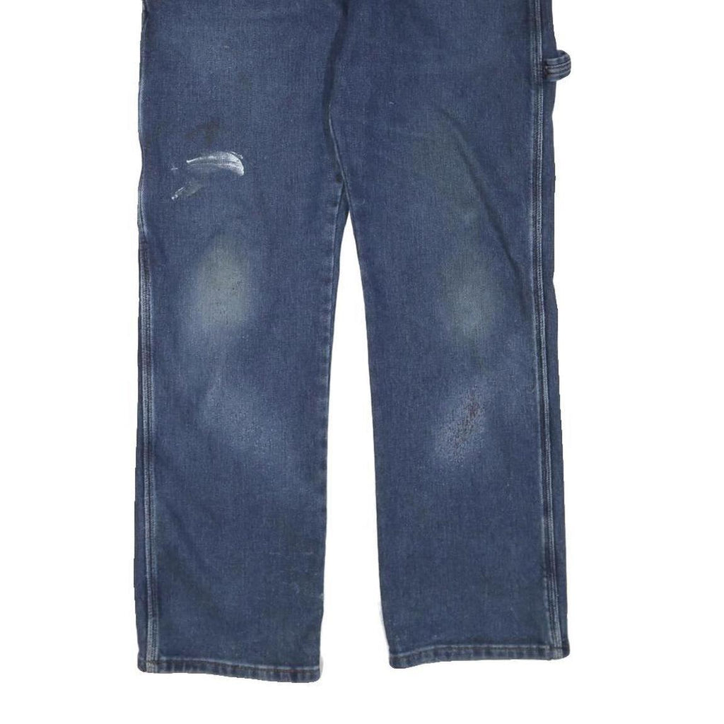 DICKIES Womens Regular Fit Blue Denim Straight Jeans W34 L28 Workwear Zip