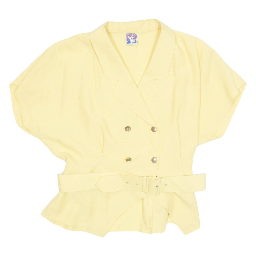 YESSICA Womens Blouse Yellow Collared 90s Viscose L