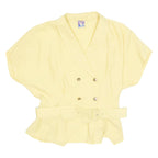YESSICA Womens Blouse Yellow Collared 90s Viscose L