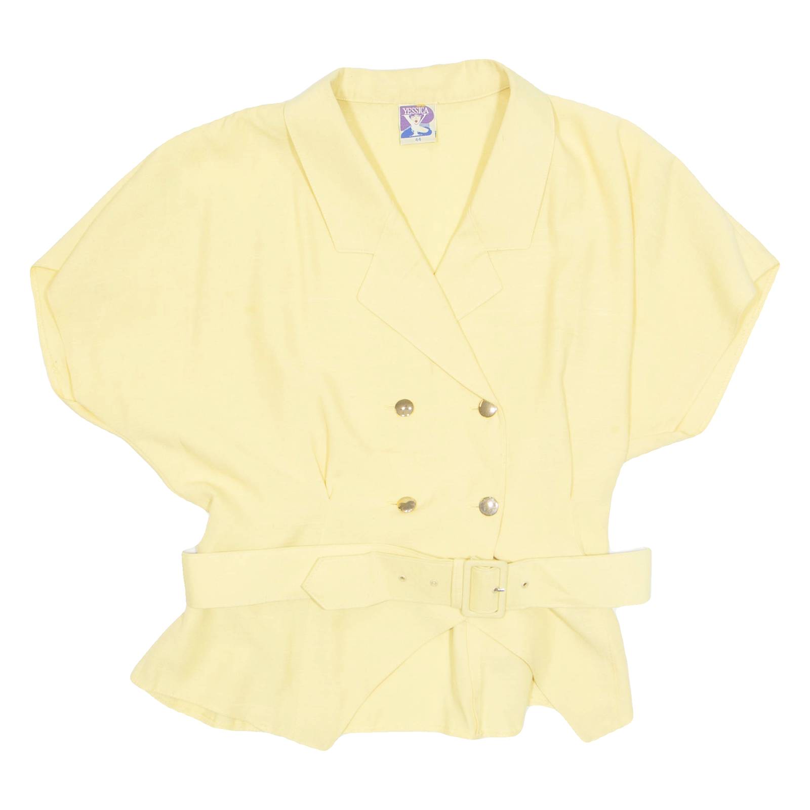 YESSICA Womens Blouse Yellow Collared 90s Viscose L
