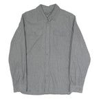 EDDIE BAUER Mens Grey Plain Cotton Blend Shirt M Long Sleeve Button Closure