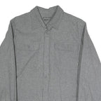 EDDIE BAUER Mens Grey Plain Cotton Blend Shirt M Long Sleeve Button Closure