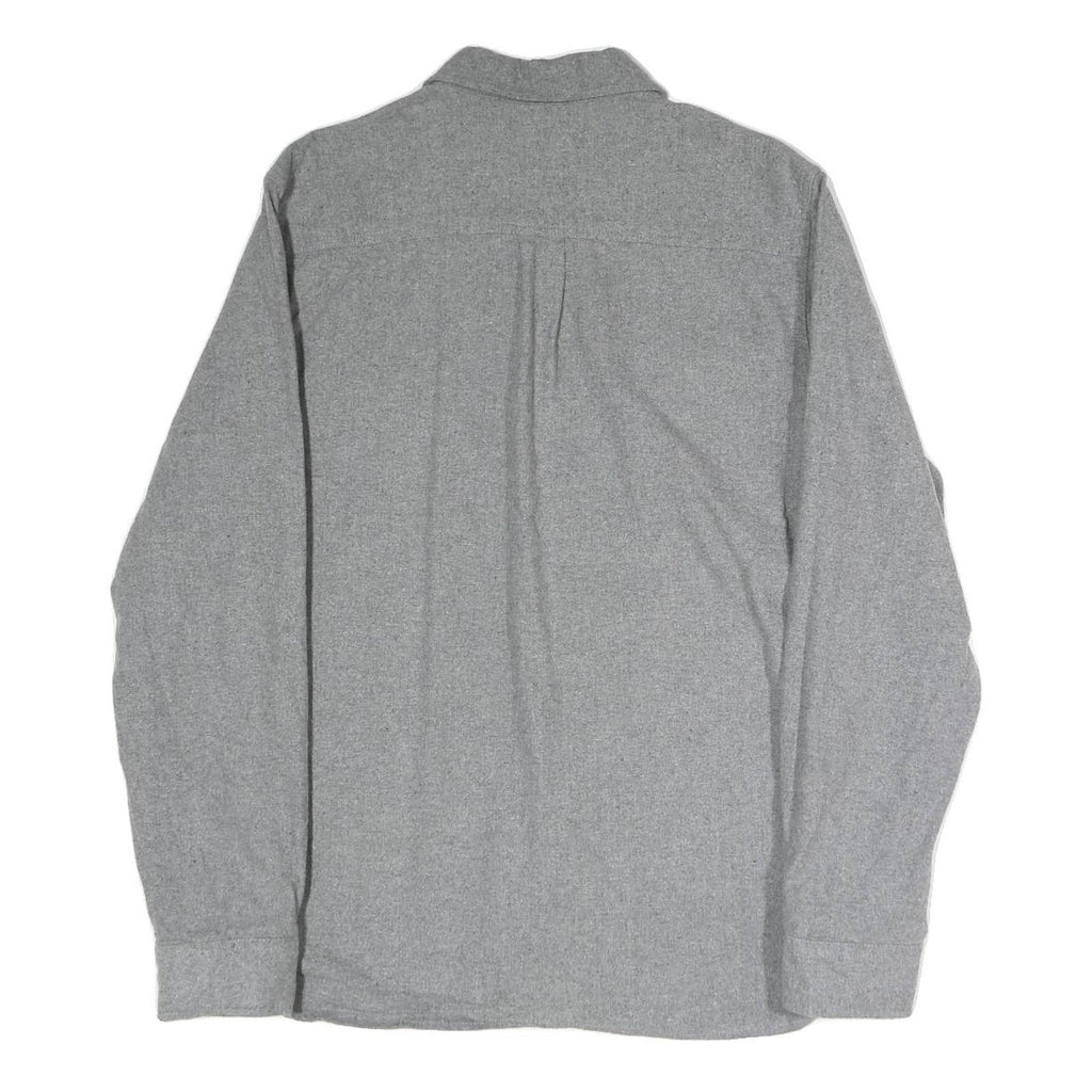 EDDIE BAUER Mens Grey Plain Cotton Blend Shirt M Long Sleeve Button Closure