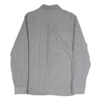 EDDIE BAUER Mens Grey Plain Cotton Blend Shirt M Long Sleeve Button Closure