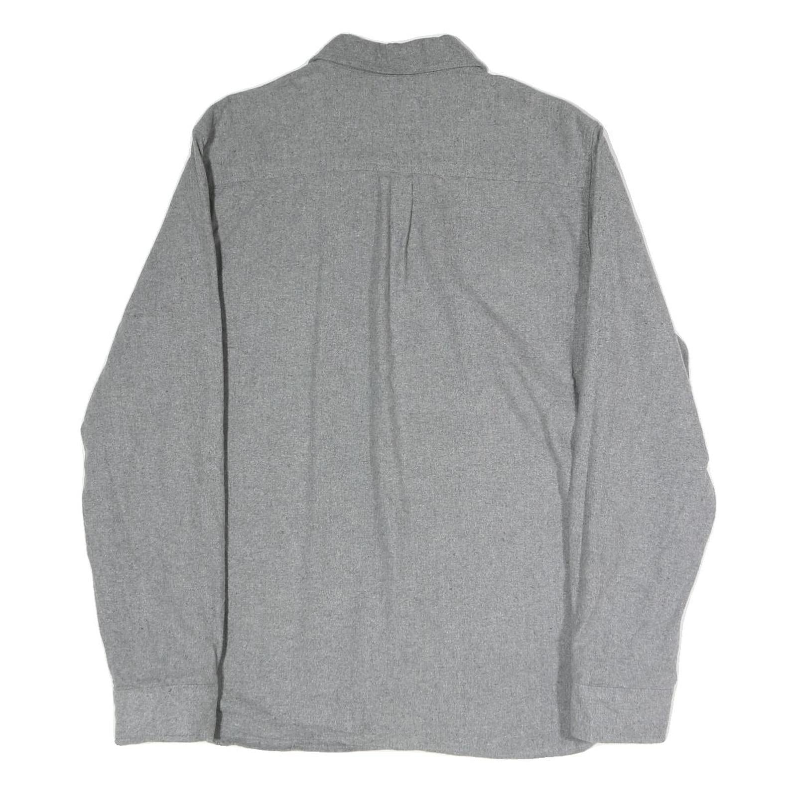 EDDIE BAUER Mens Grey Plain Cotton Blend Shirt M Long Sleeve Button Closure