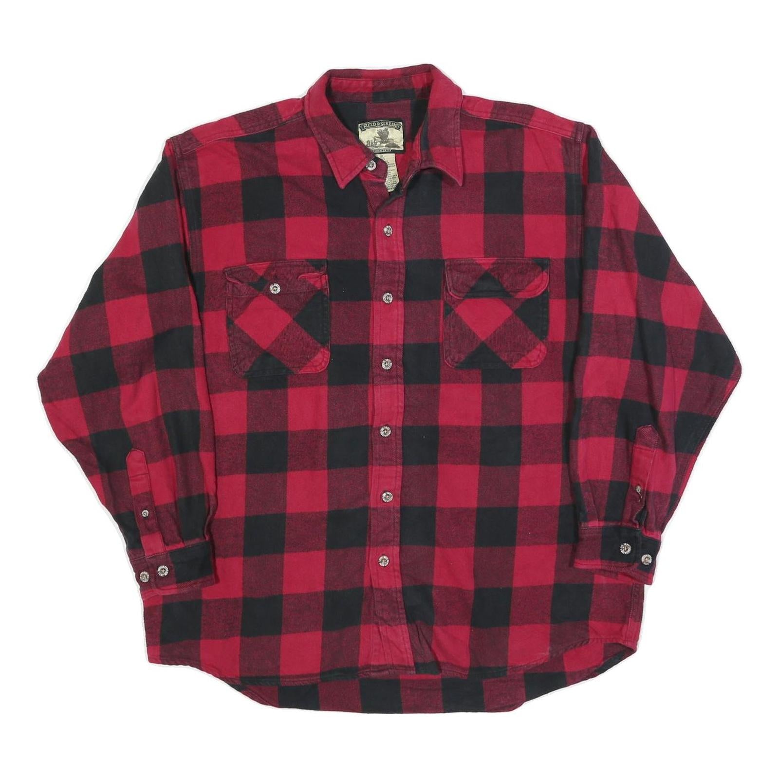 FIELD & STREAM Mens Red & Black Check Lumberjack Shirt XL Cotton Blend Casual