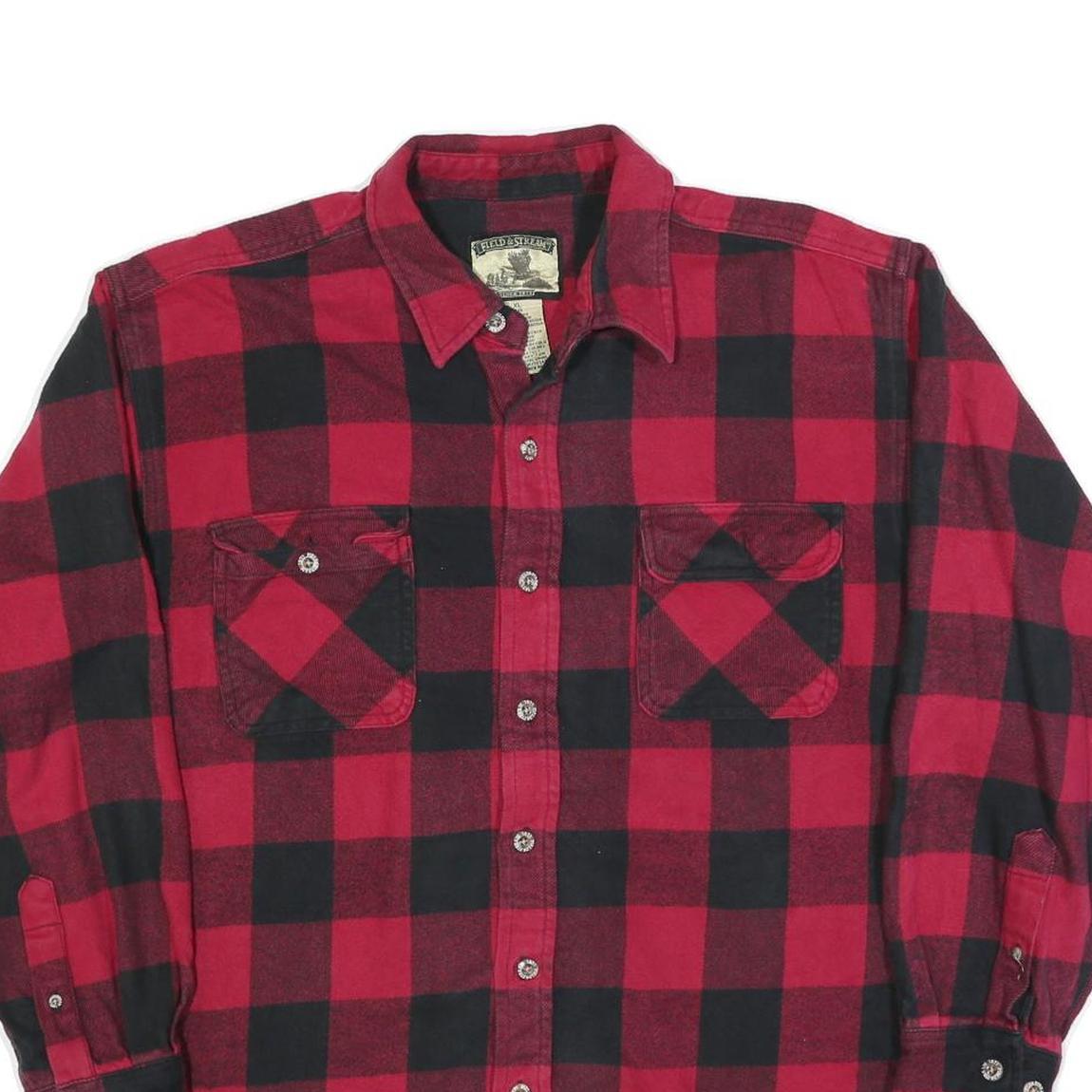 FIELD & STREAM Mens Red & Black Check Lumberjack Shirt XL Cotton Blend Casual