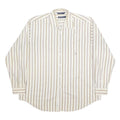 NAUTICA Mens Cream & Brown Striped Cotton Shirt XL Long Sleeve Casual Smart