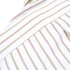 NAUTICA Mens Cream & Brown Striped Cotton Shirt XL Long Sleeve Casual Smart