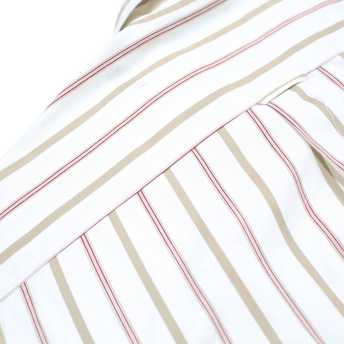 NAUTICA Mens Cream & Brown Striped Cotton Shirt XL Long Sleeve Casual Smart