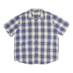 CARHARTT Mens Blue Beige & White Plaid Shirt 2XL Cotton Short Sleeve Casual