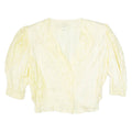 Womens Printed Blouse Yellow V-Neck 3/4 Sleeve 90s Viscose Paisley L