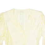 Womens Printed Blouse Yellow V-Neck 3/4 Sleeve 90s Viscose Paisley L