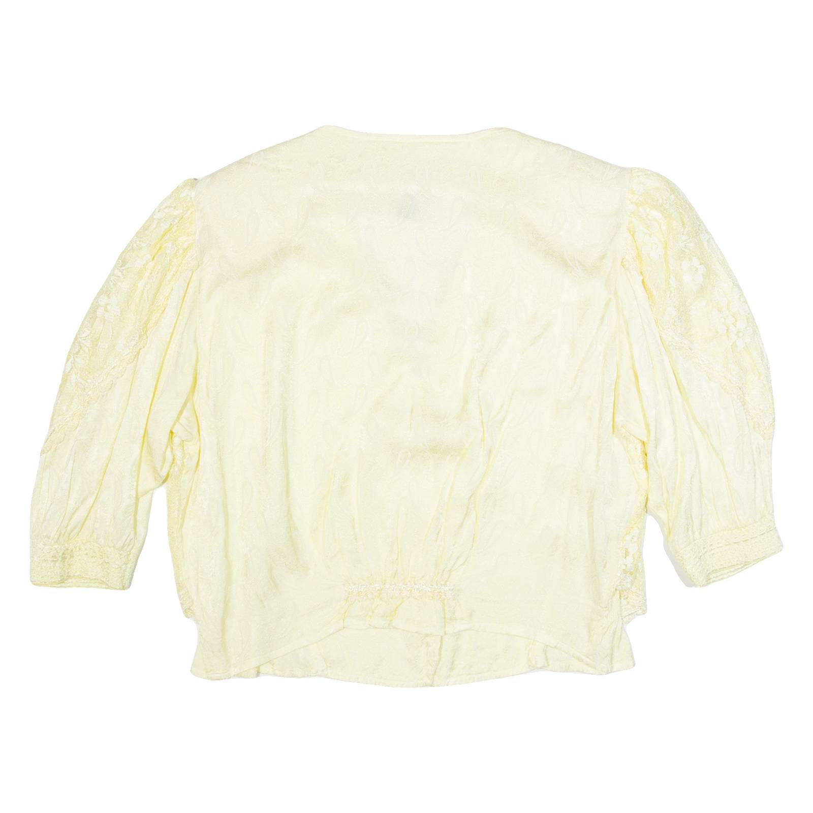 Womens Printed Blouse Yellow V-Neck 3/4 Sleeve 90s Viscose Paisley L