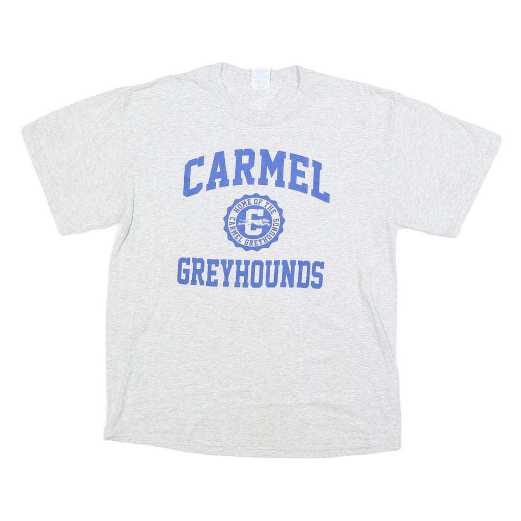 PORT & COMPANY Mens Grey Carmel Greyhounds Graphic T-Shirt M Short Sleeve Crew