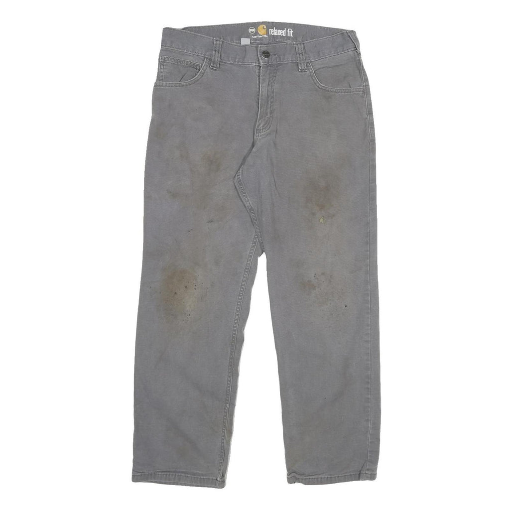 CARHARTT Mens Cotton Blend Grey Relaxed Fit Straight Trousers W30 L25 Workwear
