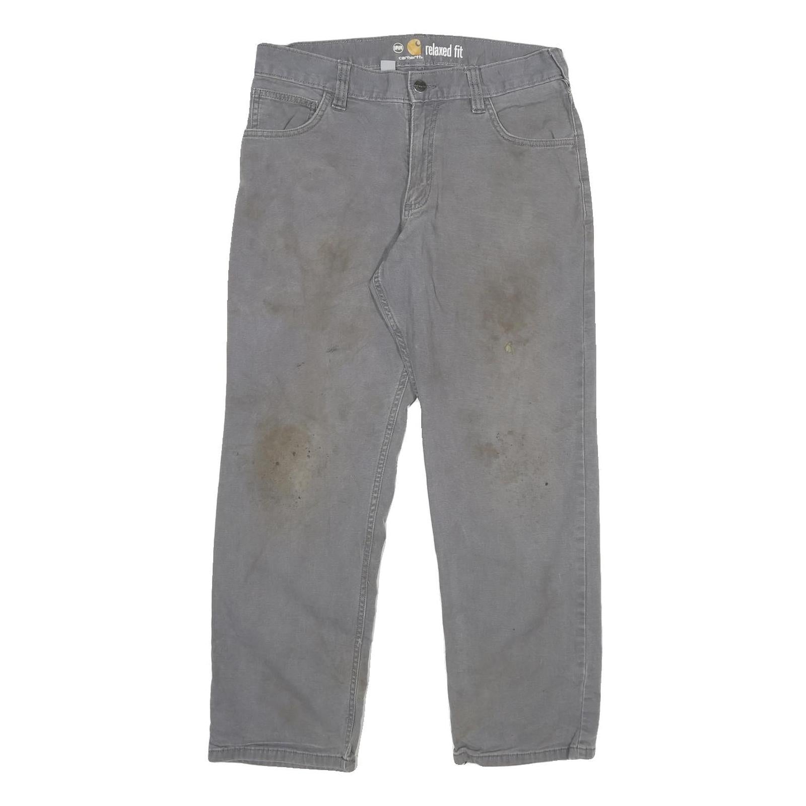 CARHARTT Mens Cotton Blend Grey Relaxed Fit Straight Trousers W30 L25 Workwear