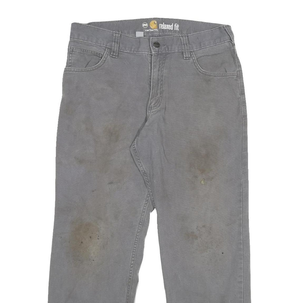 CARHARTT Mens Cotton Blend Grey Relaxed Fit Straight Trousers W30 L25 Workwear
