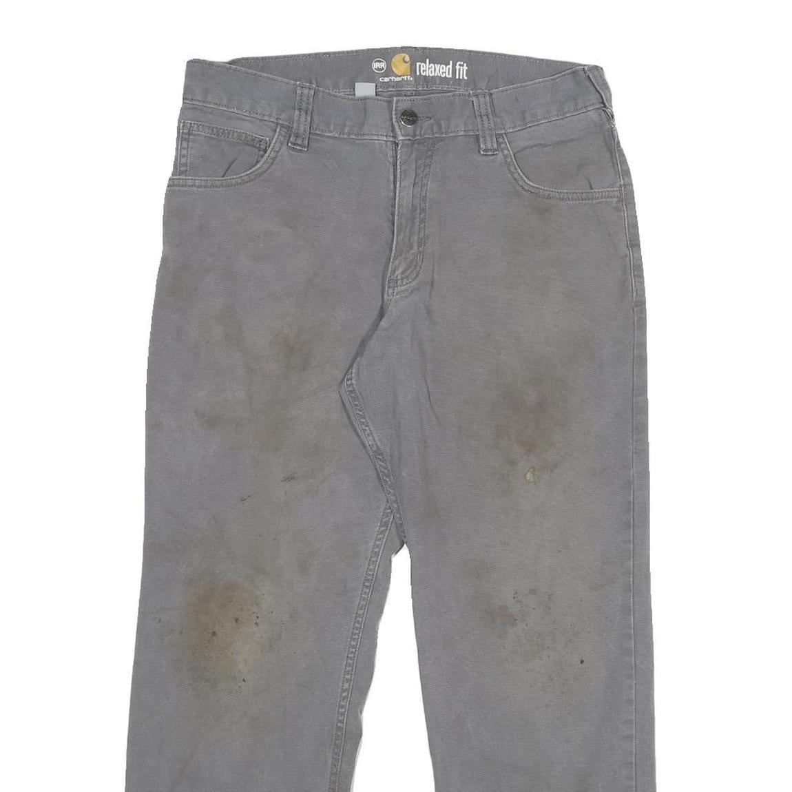 CARHARTT Mens Cotton Blend Grey Relaxed Fit Straight Trousers W30 L25 Workwear