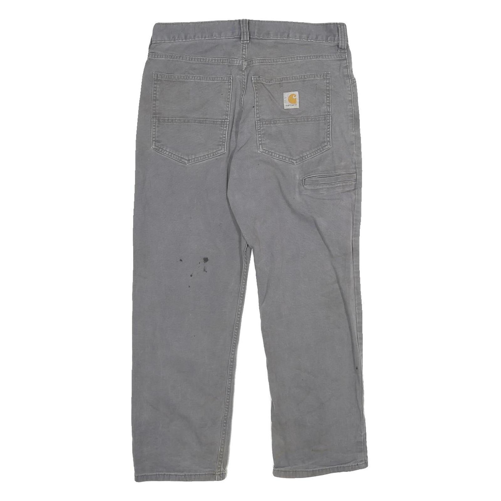 CARHARTT Mens Cotton Blend Grey Relaxed Fit Straight Trousers W30 L25 Workwear