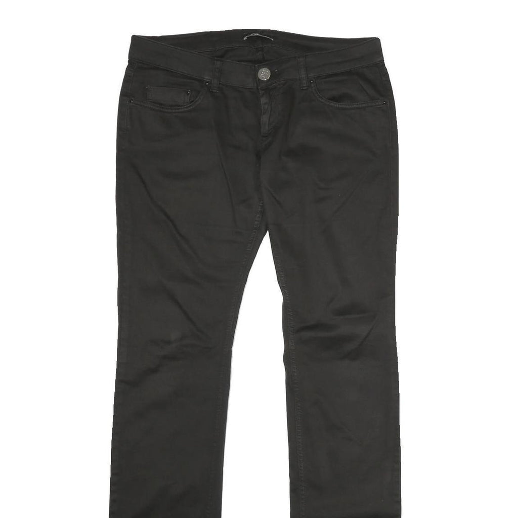 PHARD Womens Black Regular Fit Straight Cotton Blend Trousers W34 L36 Casual