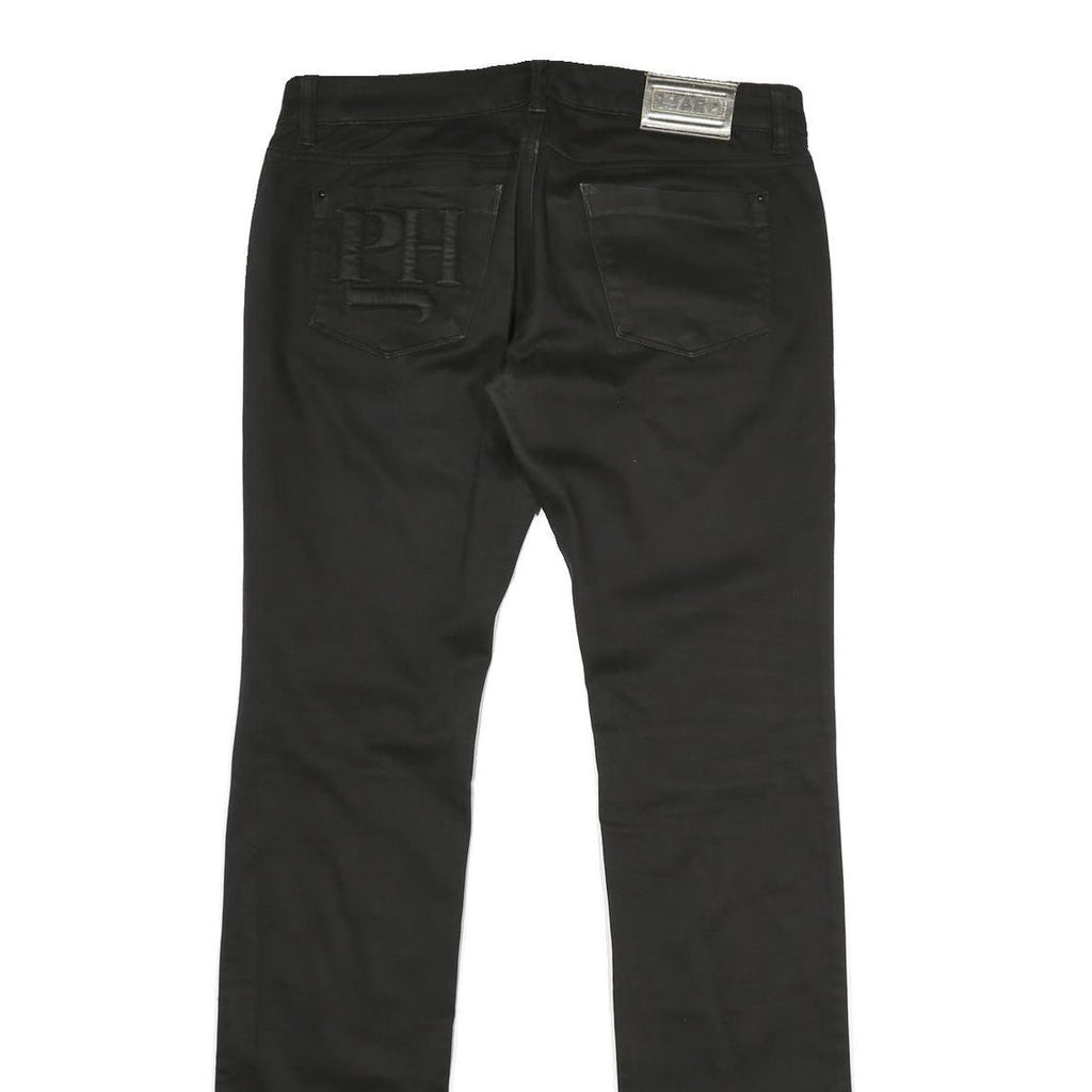 PHARD Womens Black Regular Fit Straight Cotton Blend Trousers W34 L36 Casual