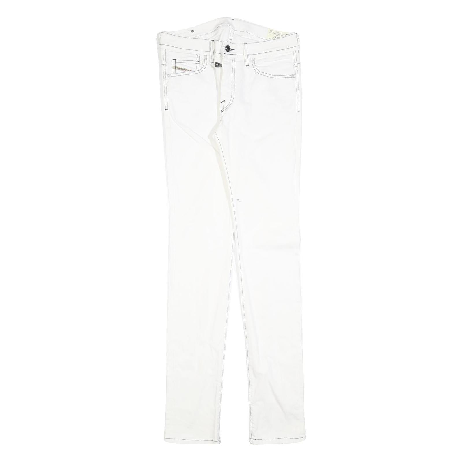 DIESEL Womens White Slim Skinny Denim Jeans Cotton Blend W27 L34 Zip Pocket