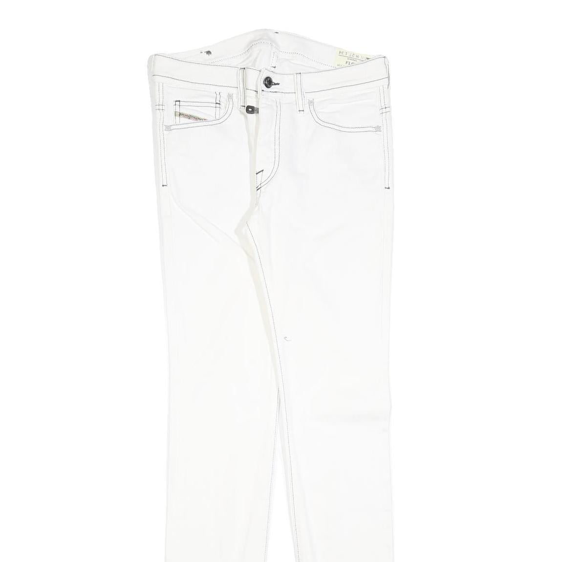 DIESEL Womens White Slim Skinny Denim Jeans Cotton Blend W27 L34 Zip Pocket