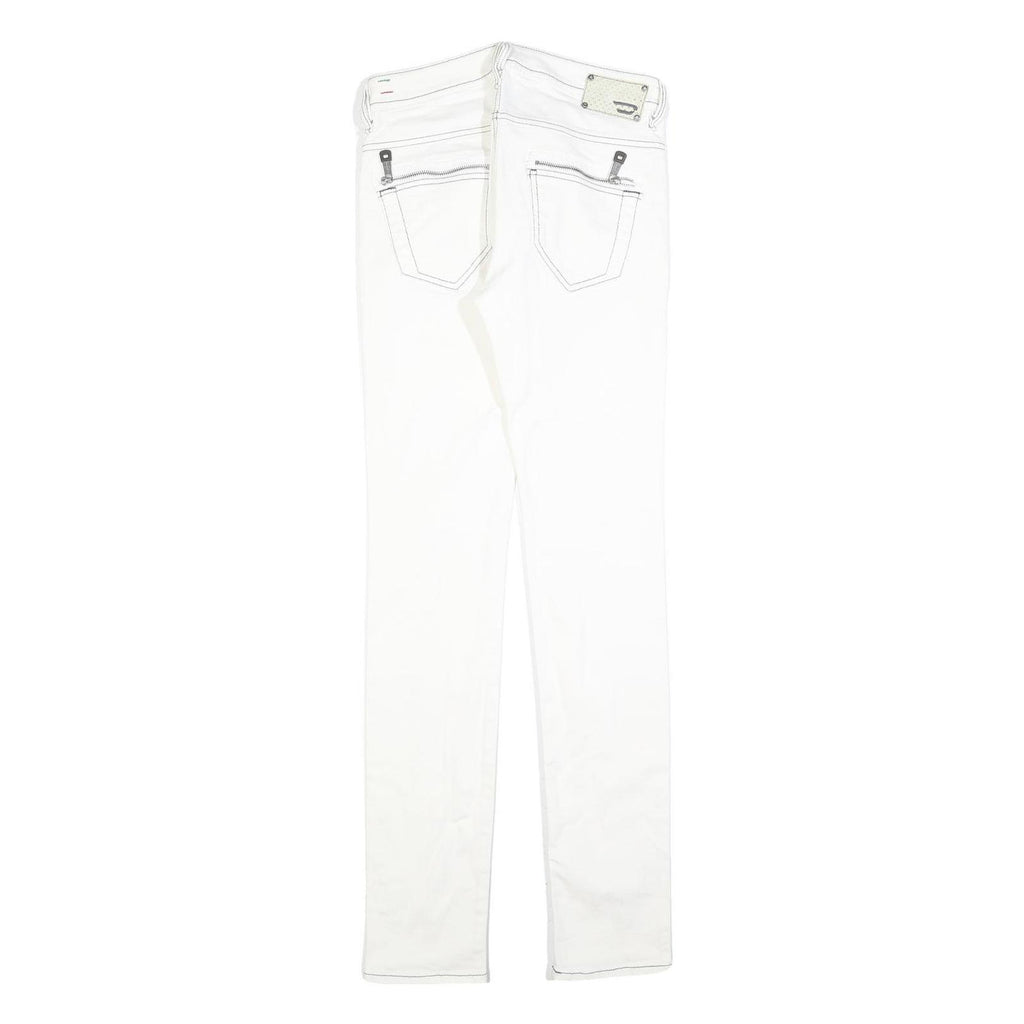 DIESEL Womens White Slim Skinny Denim Jeans Cotton Blend W27 L34 Zip Pocket