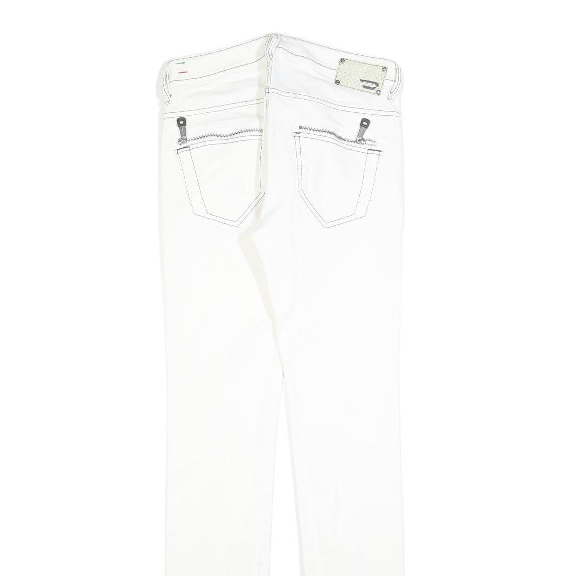DIESEL Womens White Slim Skinny Denim Jeans Cotton Blend W27 L34 Zip Pocket