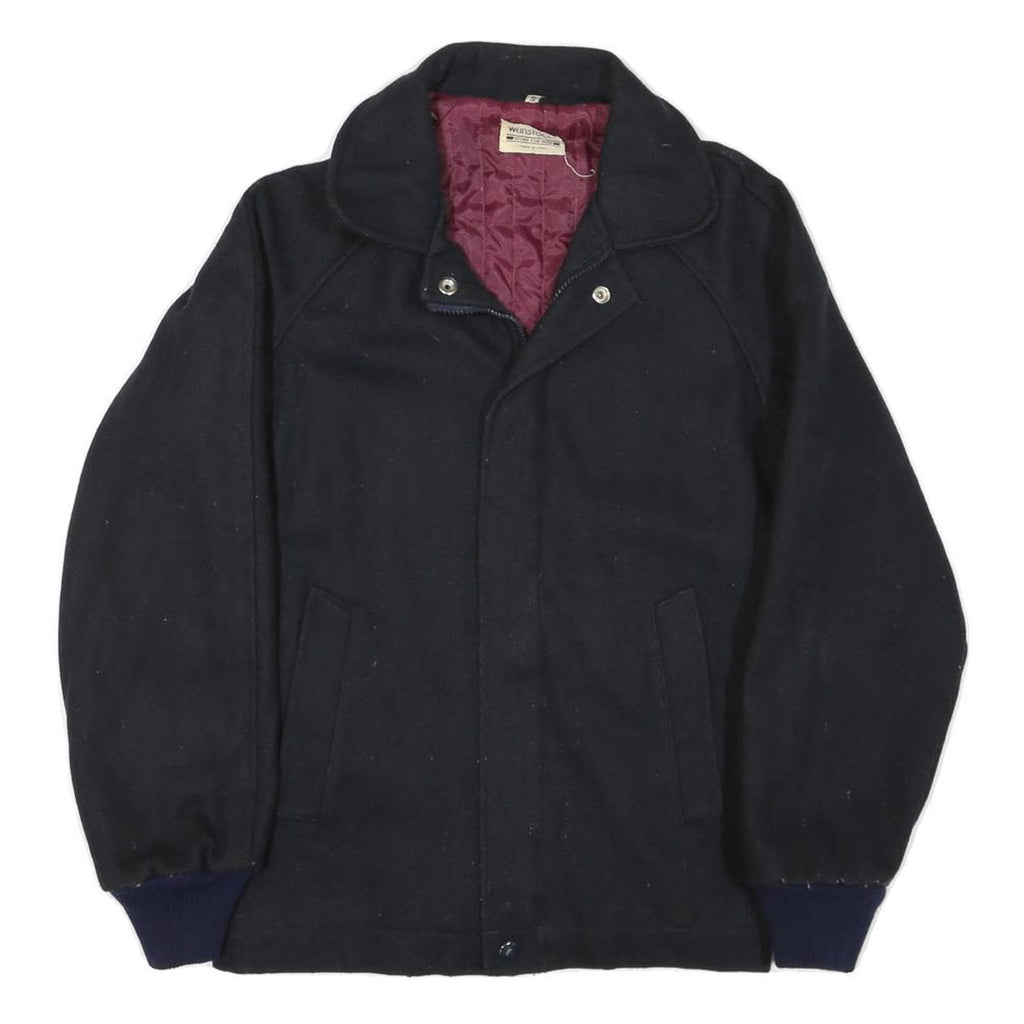 WEINSTOCKS Mens Black Cotton Blend Bomber Jacket S Woven Zip Up Casual