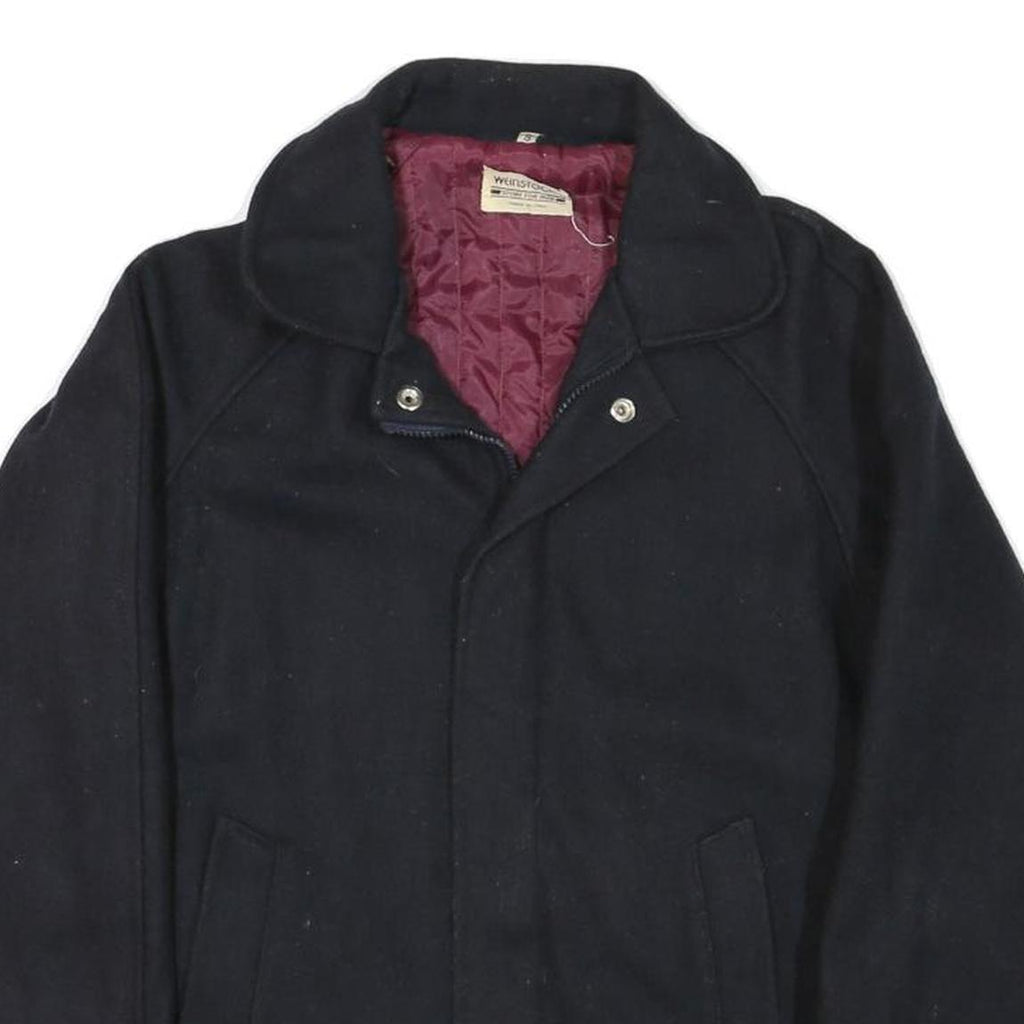 WEINSTOCKS Mens Black Cotton Blend Bomber Jacket S Woven Zip Up Casual