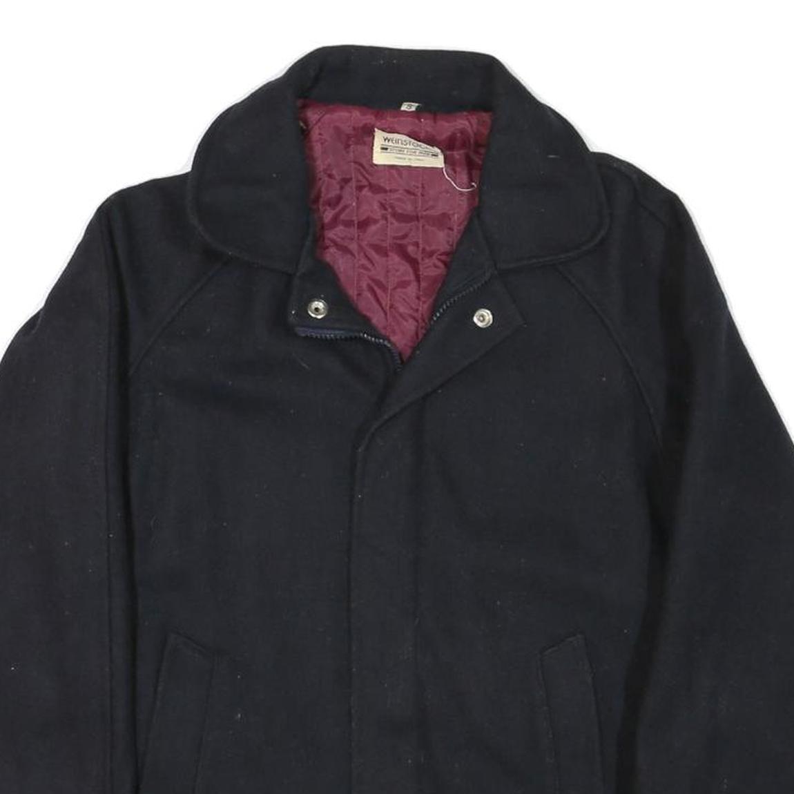 WEINSTOCKS Mens Black Cotton Blend Bomber Jacket S Woven Zip Up Casual