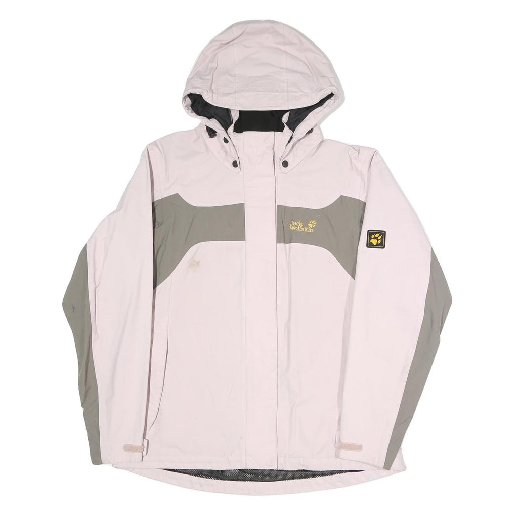 JACK WOLFSKIN Womens Beige & Grey Outdoor Jacket UK 12 Polyester Blend Zip