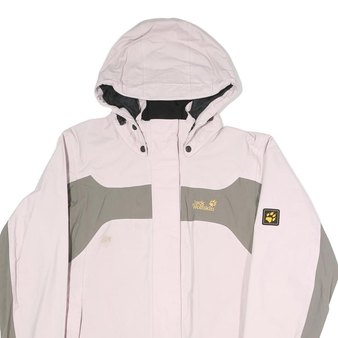 JACK WOLFSKIN Womens Beige & Grey Outdoor Jacket UK 12 Polyester Blend Zip