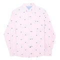 TOMMY HILFIGER Mens Pink Shirt M Cotton Button-Down Long Sleeve Shark Print