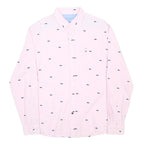 TOMMY HILFIGER Mens Pink Shirt M Cotton Button-Down Long Sleeve Shark Print