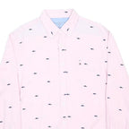 TOMMY HILFIGER Mens Pink Shirt M Cotton Button-Down Long Sleeve Shark Print