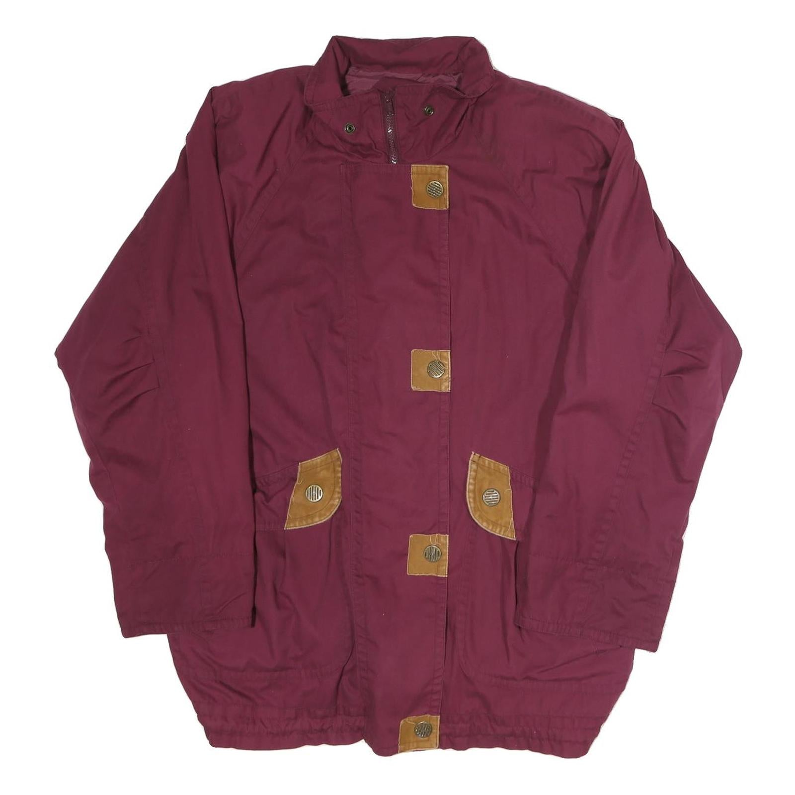 CURRENT SEEN Womens Maroon Jacket M Cotton Blend Zip Plain Casual Lightweight