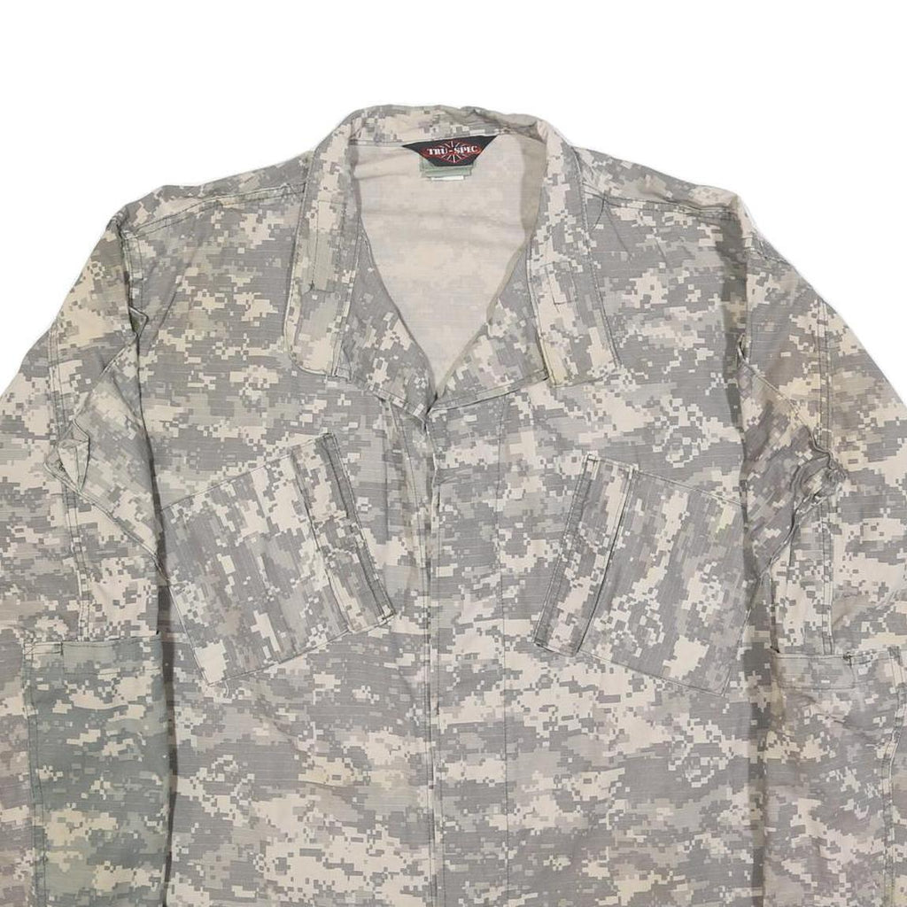 TRU-SPEC Mens Grey Camouflage Button Jacket XL Cotton Blend Military Combat