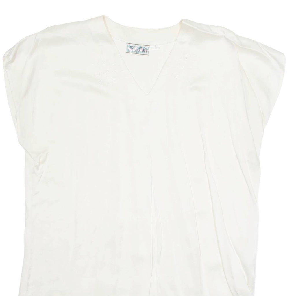 INSPIRATION Womens Top Cream V-Neck Sleeveless Suede M