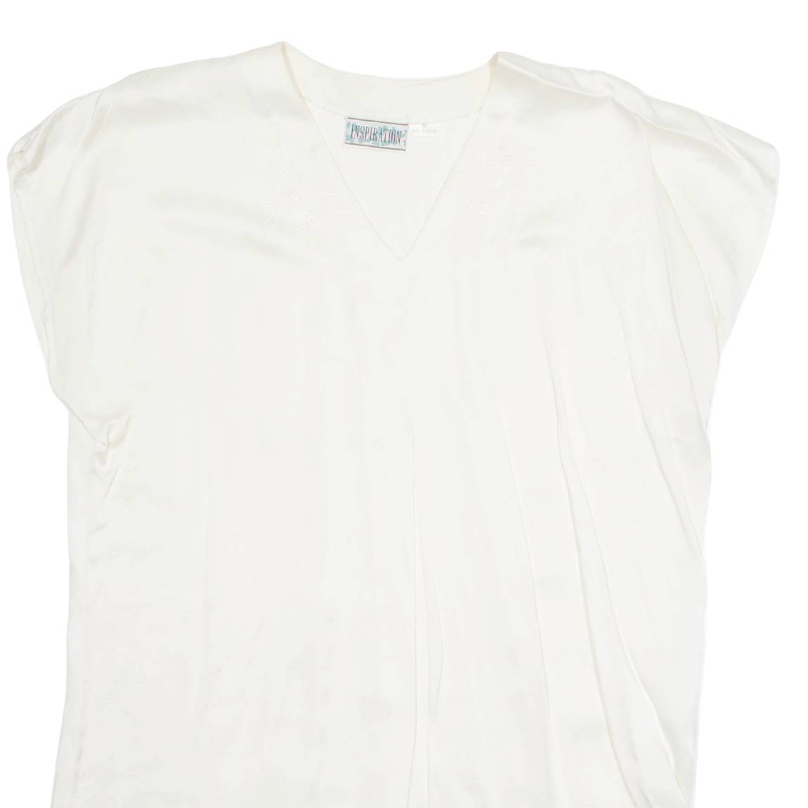 INSPIRATION Womens Top Cream V-Neck Sleeveless Suede M