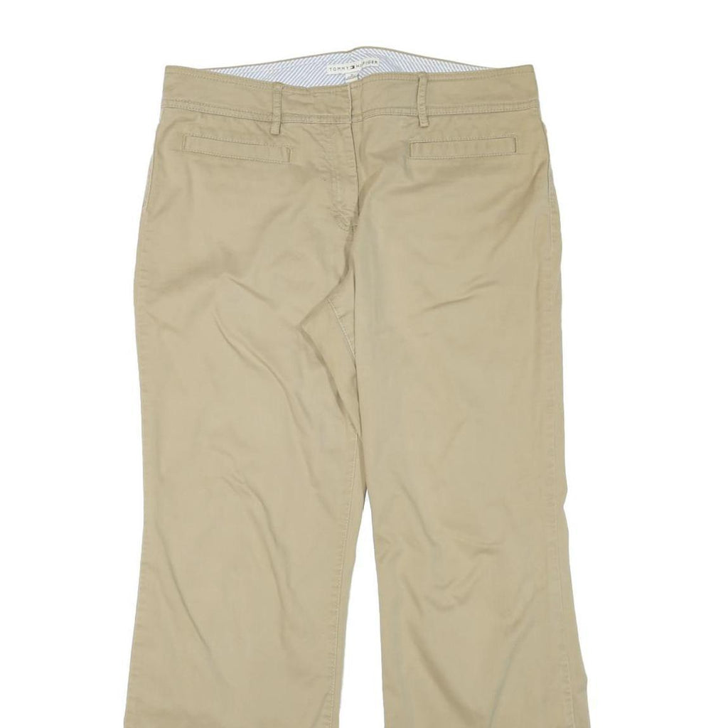 TOMMY HILFIGER Womens Cotton Blend Beige Relaxed Straight Trousers W35 L31