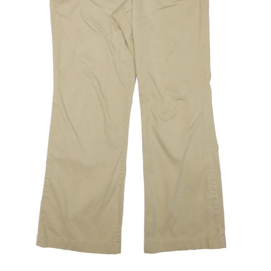 TOMMY HILFIGER Womens Cotton Blend Beige Relaxed Straight Trousers W35 L31