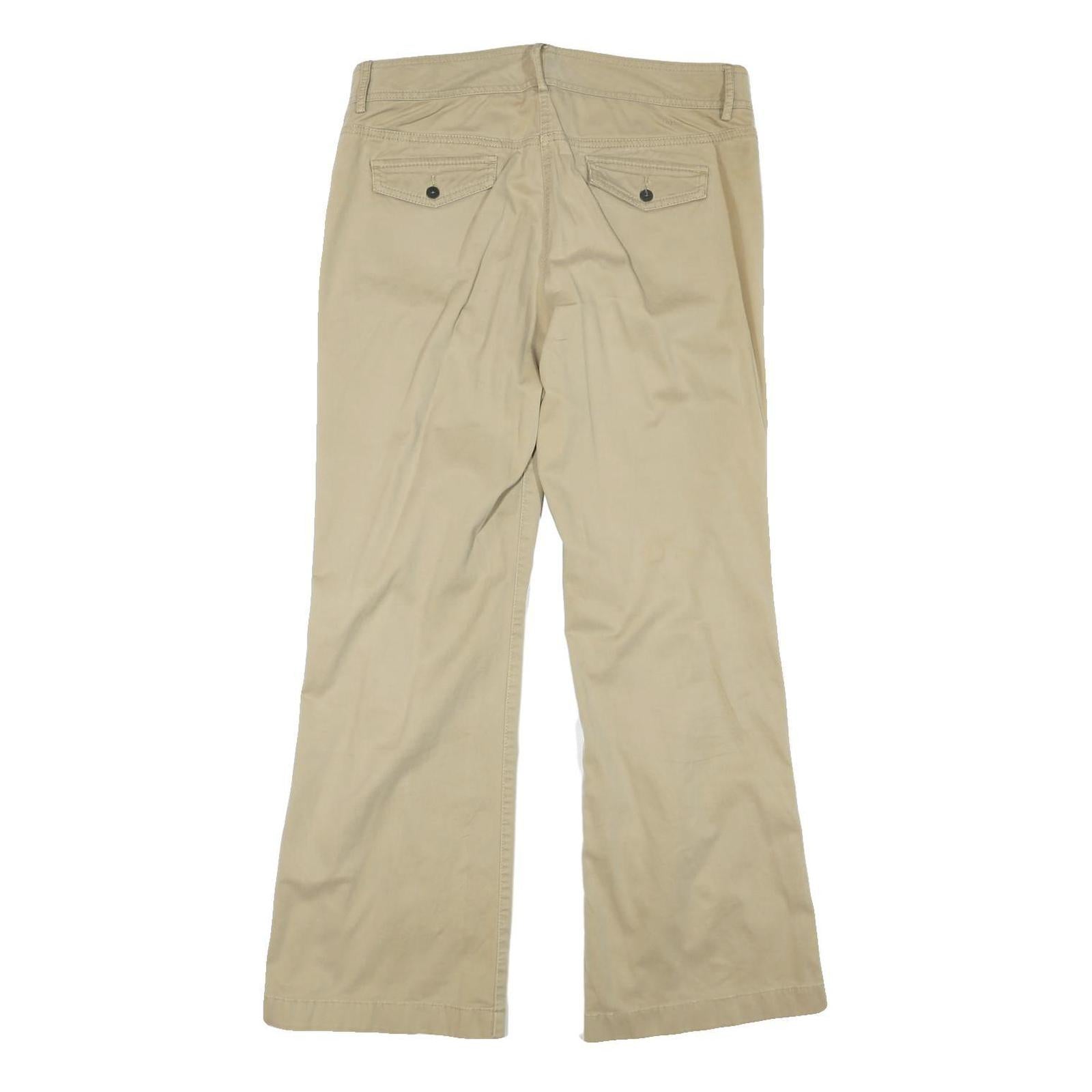 TOMMY HILFIGER Womens Cotton Blend Beige Relaxed Straight Trousers W35 L31