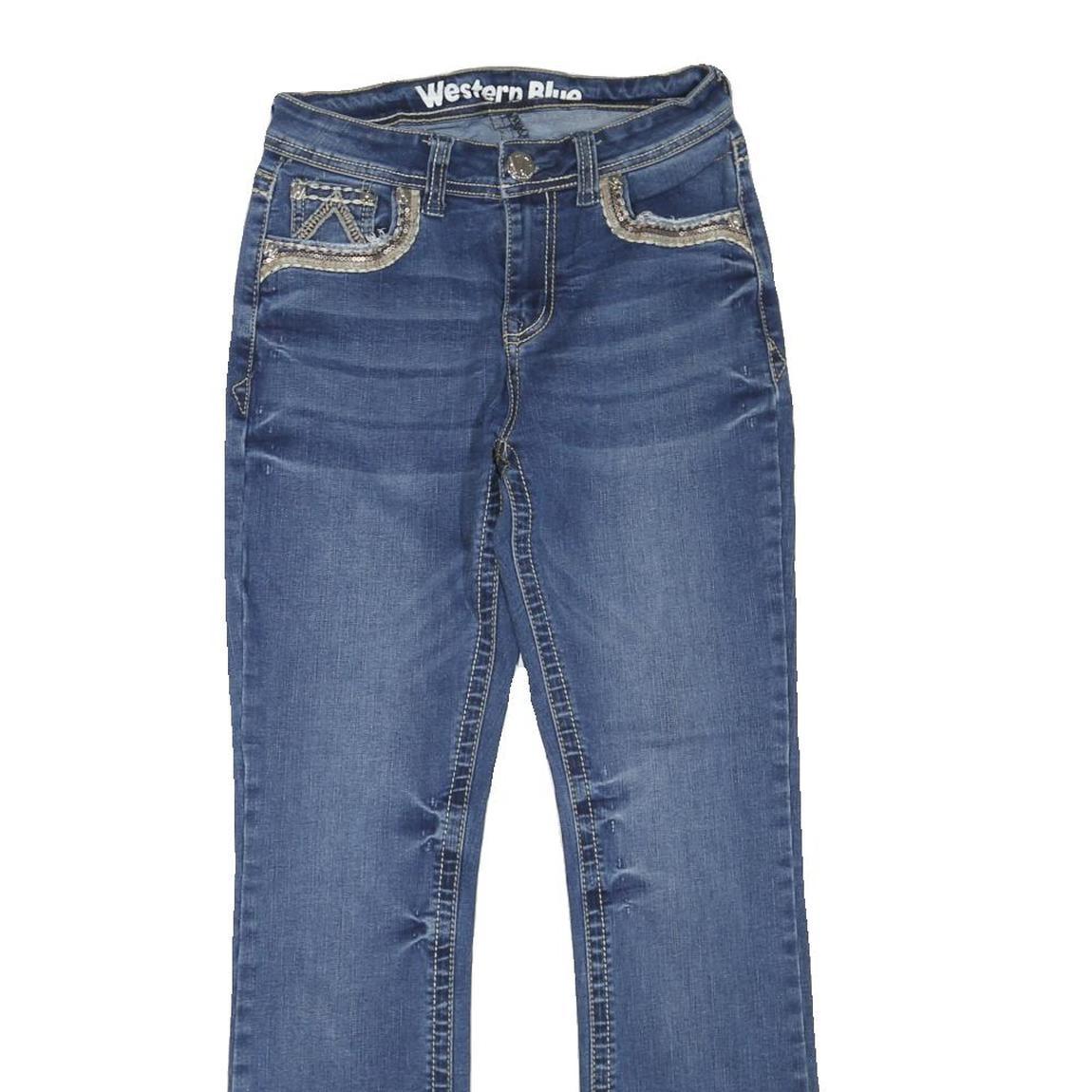 WESTERN BLUE Womens Regular Fit Bootcut Denim Medium Wash W26 L28 Embroidered